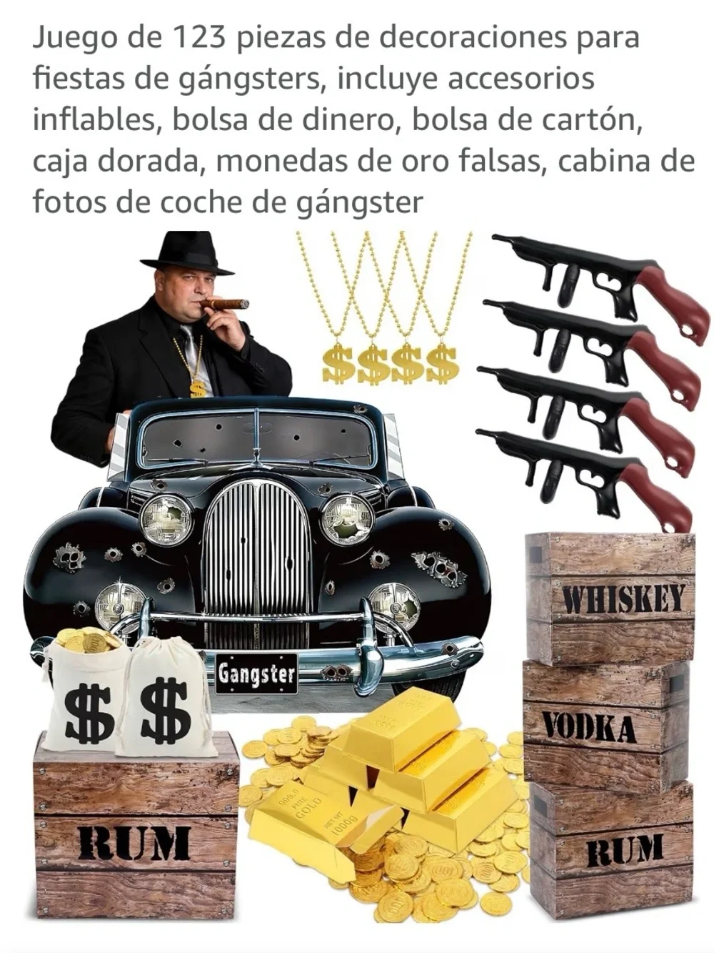 Gangster Party Decoration Set — Black & Gold